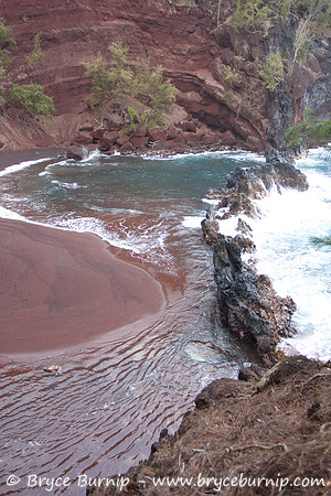 Maui, Hawaii, USA - Kaihalulu (Red Sand) Beach, hidden in Hana