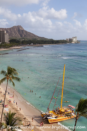 Waikiki, Hawaii, USA - The beach, and Diamond Head.